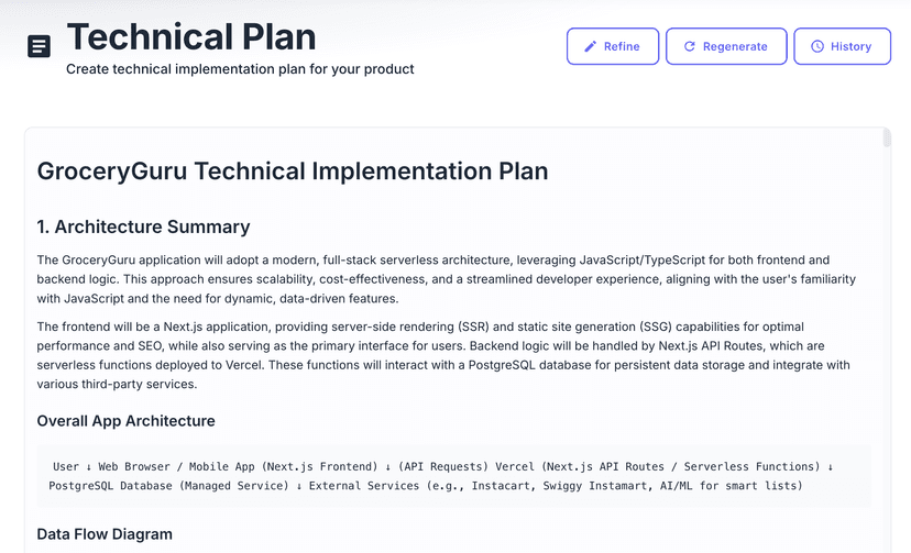 Generate technical plan 1